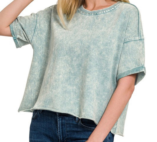 Ash Blue Crop Top