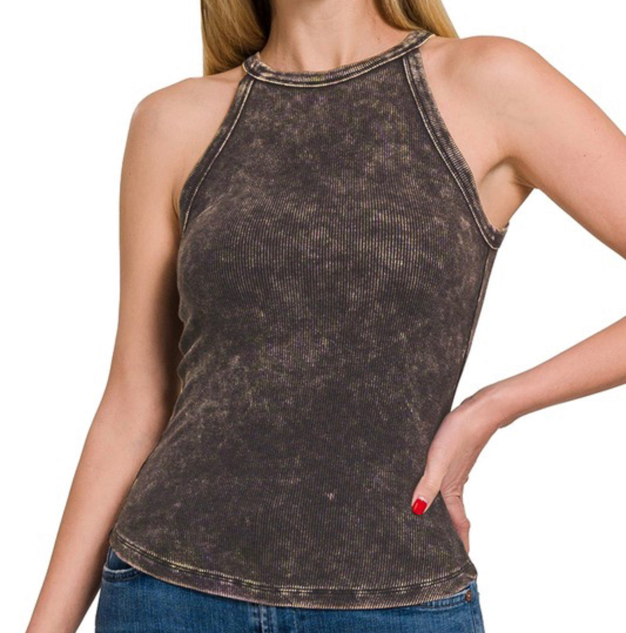 WASHED RIBBED CAMI TOP