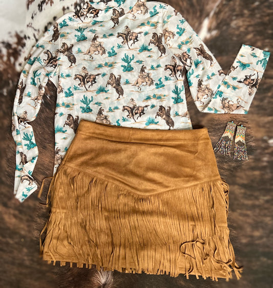 Fort Worth Fringe Skort Brown