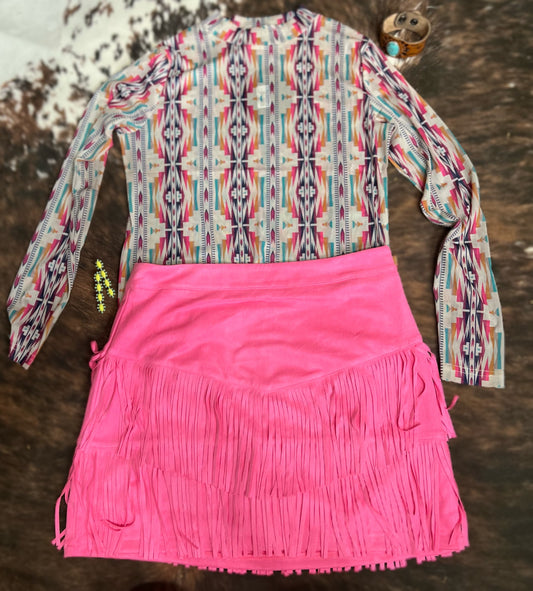 Fort Worth Fringe Skort Pink