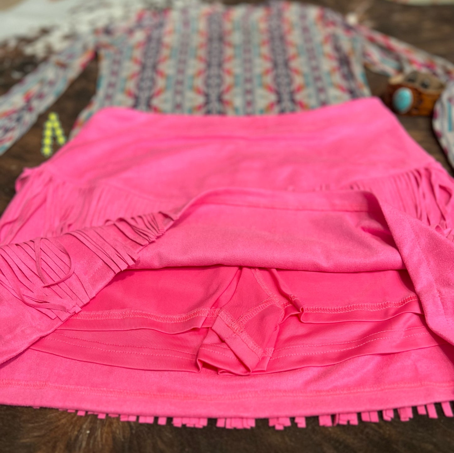 Fort Worth Fringe Skort Pink
