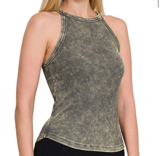 WASHED RIBBED CAMI TOP