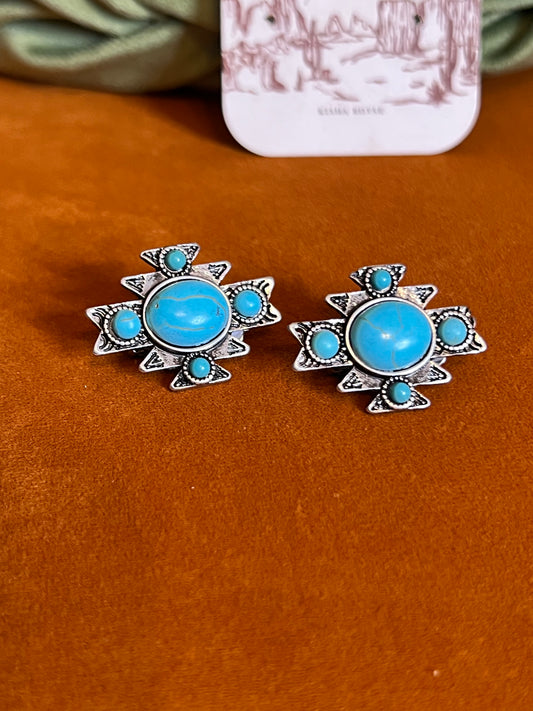 Aztec Clip on Earrings