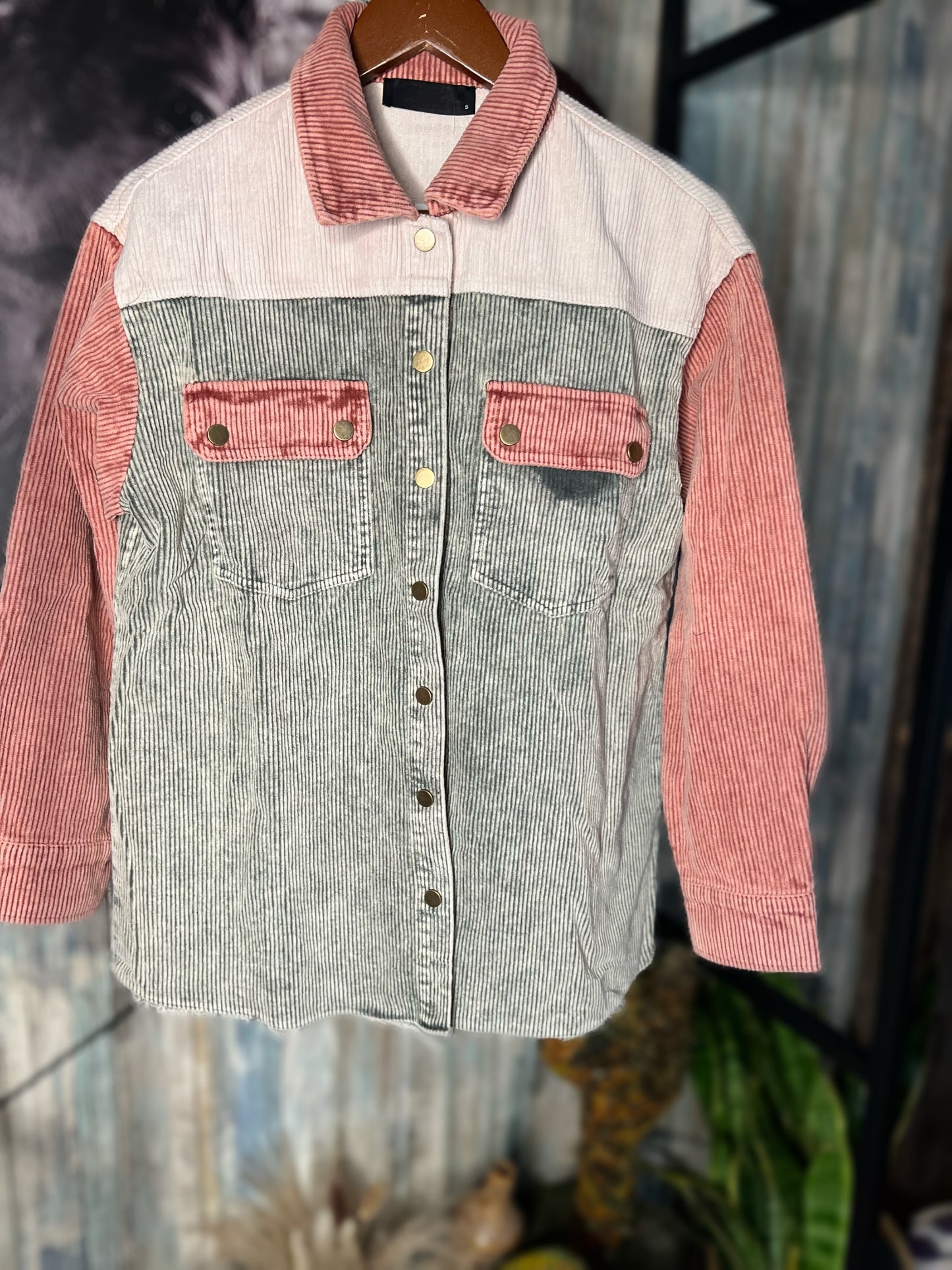 Corduroy Washed Snap Frayed Jacket