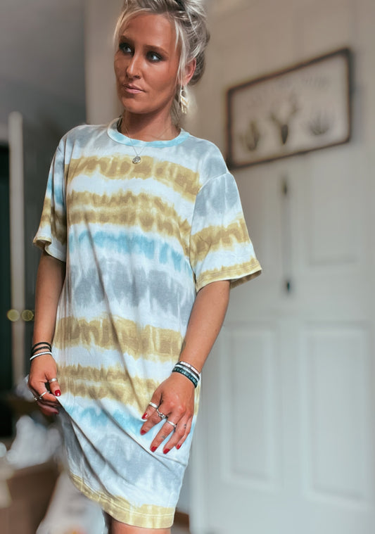 Grey Tye Dye Tee Dress