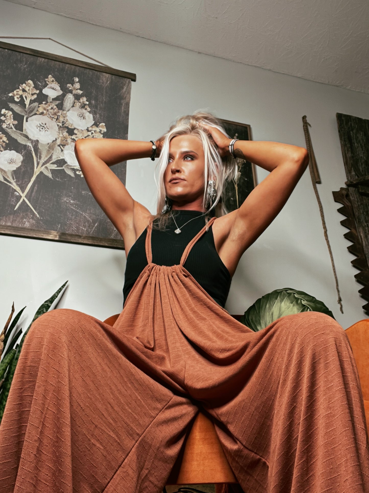 Wide Leg Suspender Jumpsuit