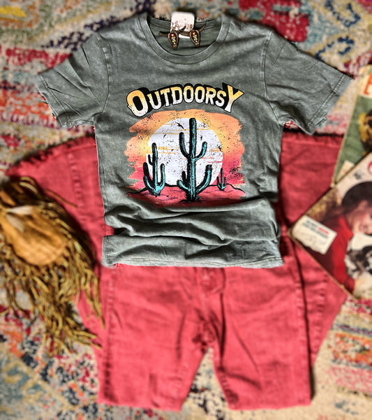 Outdoorsy Acid Wash Tee