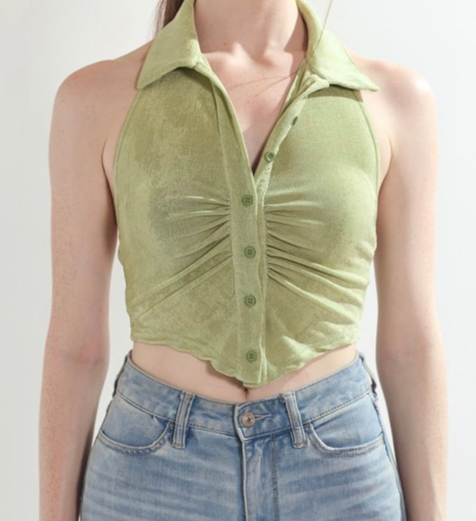 Pleated Halter Tank