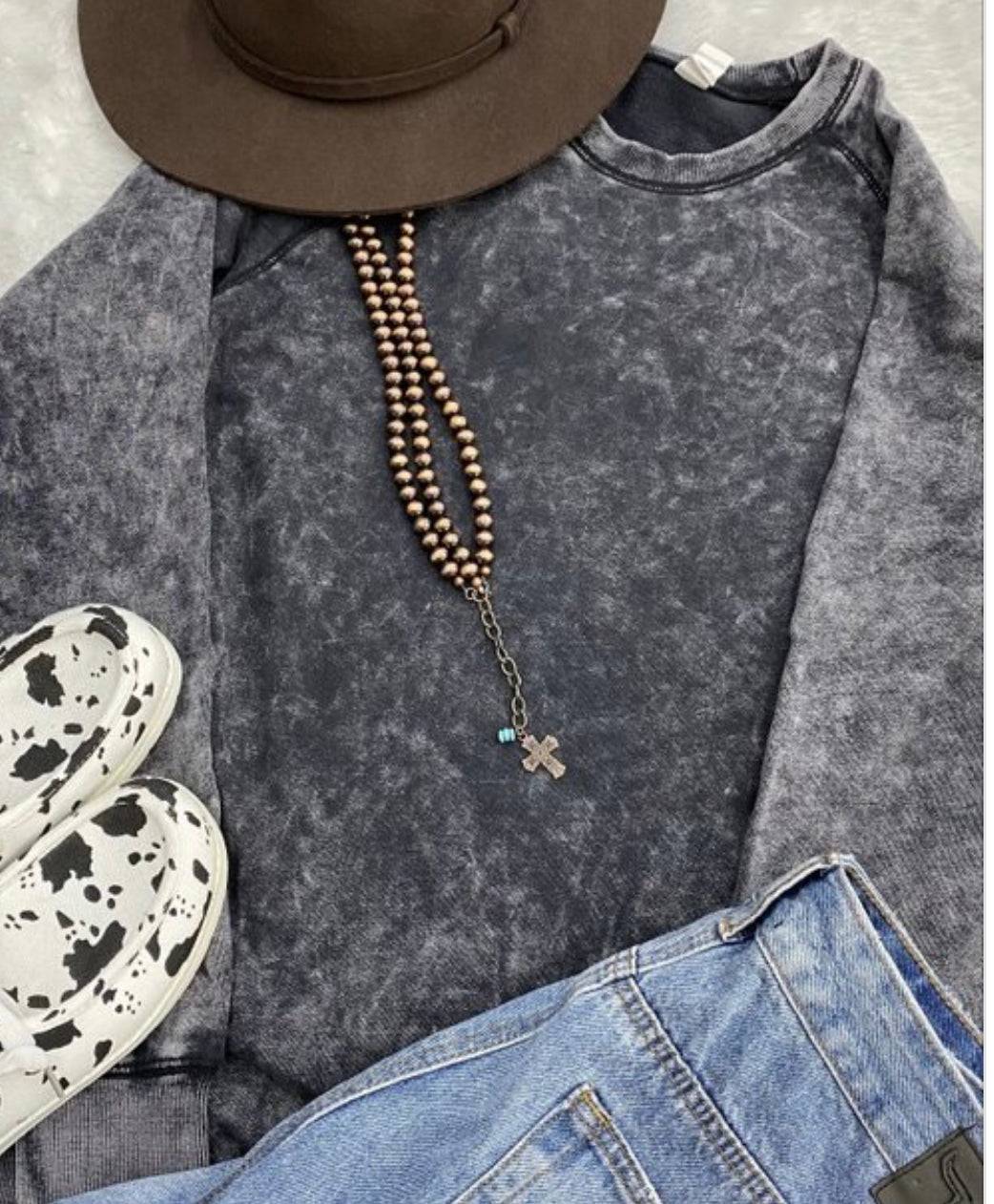 NO POCKET Acid wash Sweatshirt