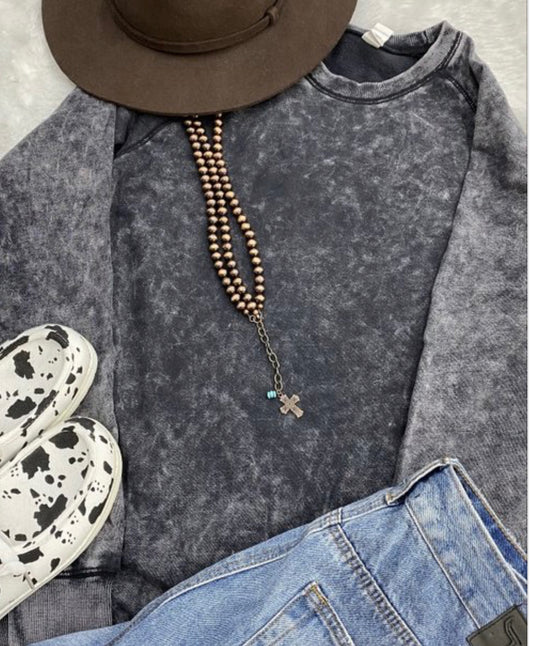 NO POCKET Acid wash Sweatshirt