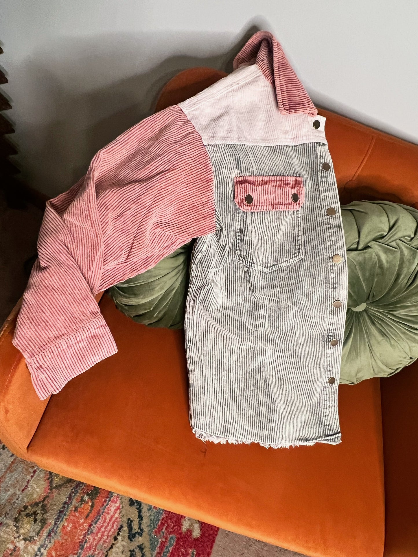 Corduroy Washed Snap Frayed Jacket