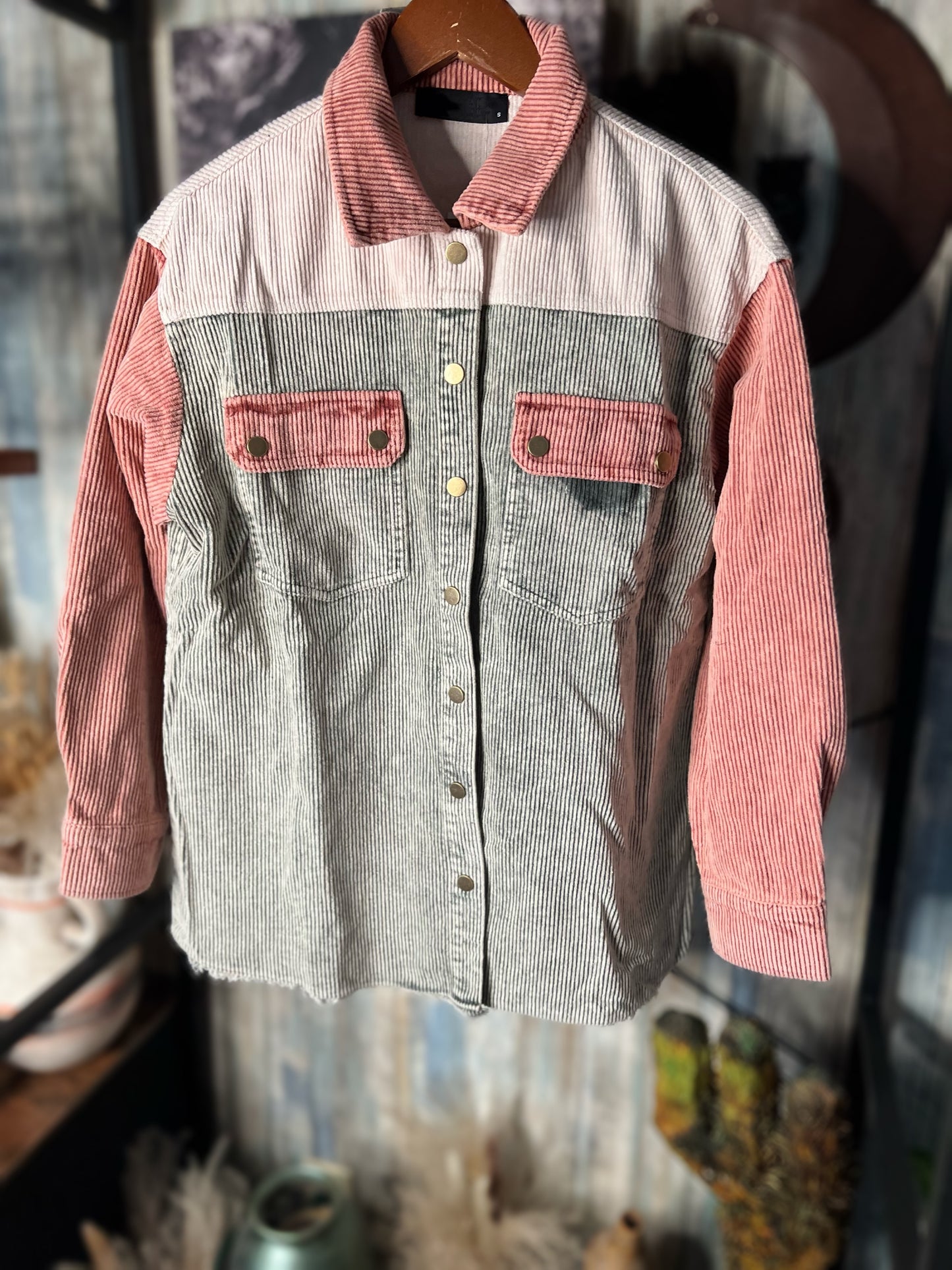 Corduroy Washed Snap Frayed Jacket