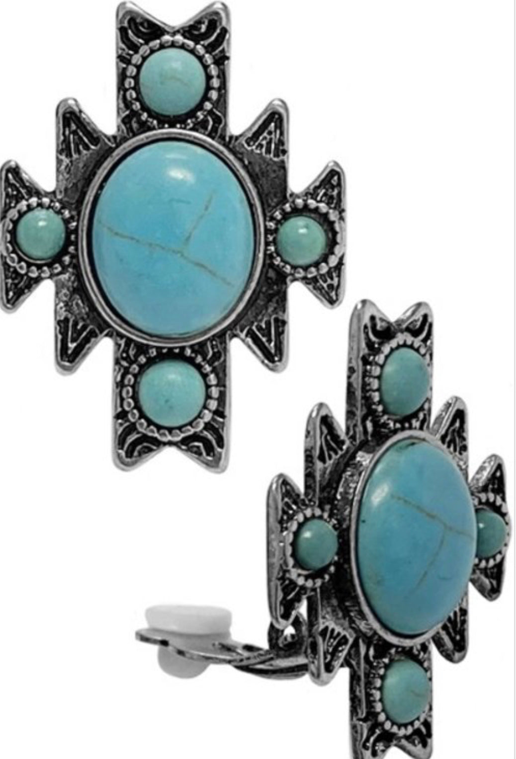 Aztec Clip on Earrings