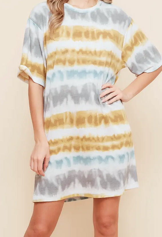 Grey Tye Dye Tee Dress
