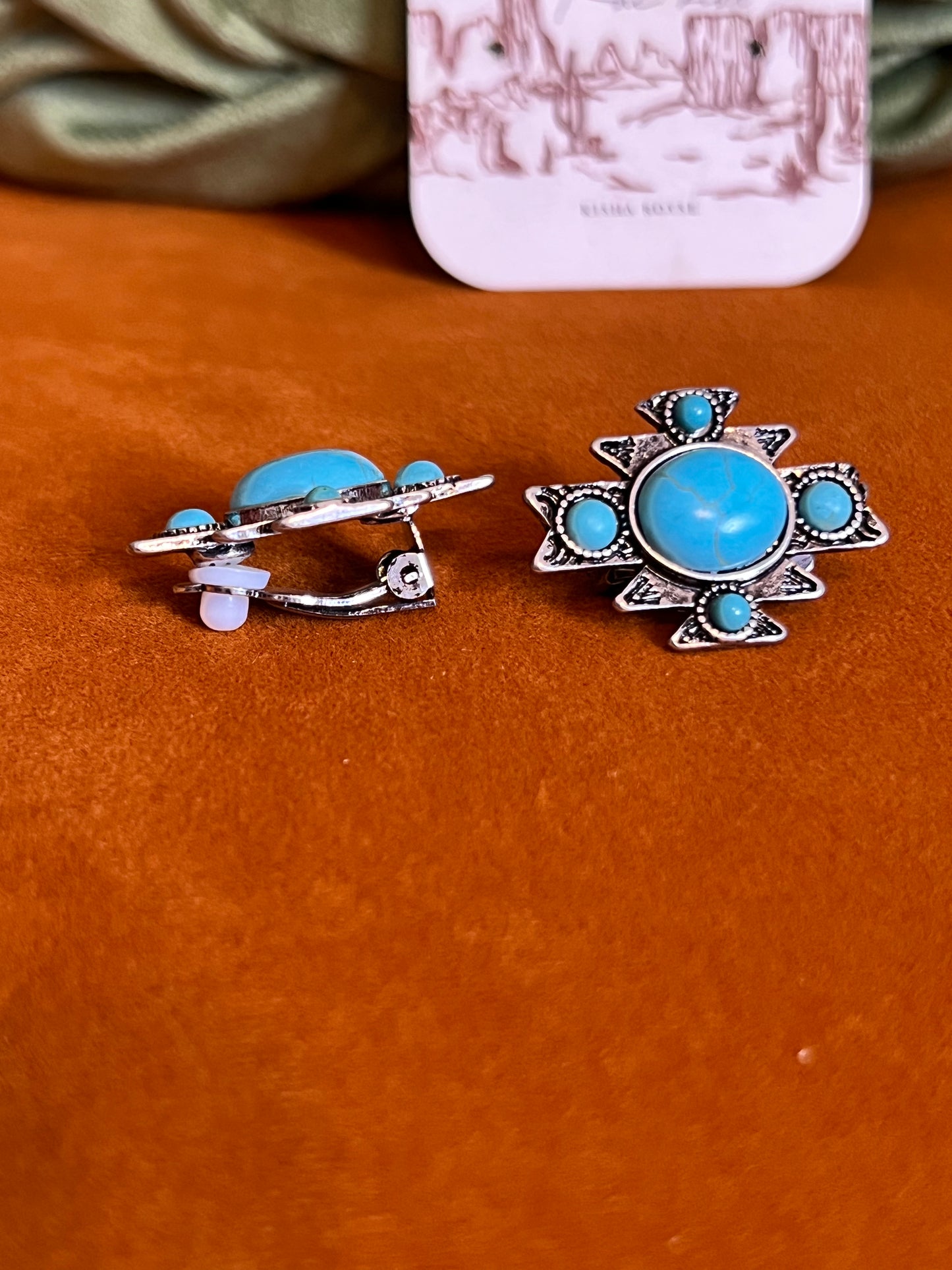 Aztec Clip on Earrings