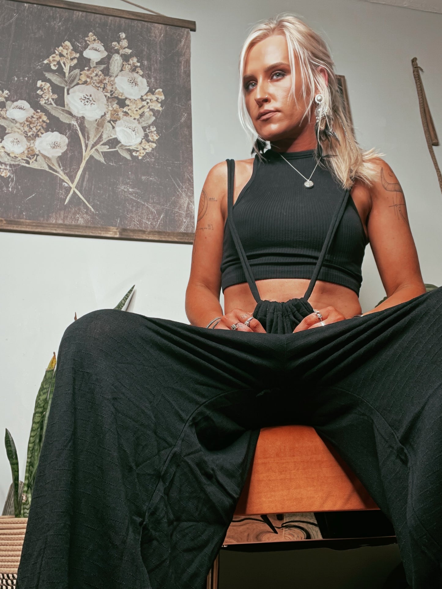 Wide Leg Suspender Jumpsuit