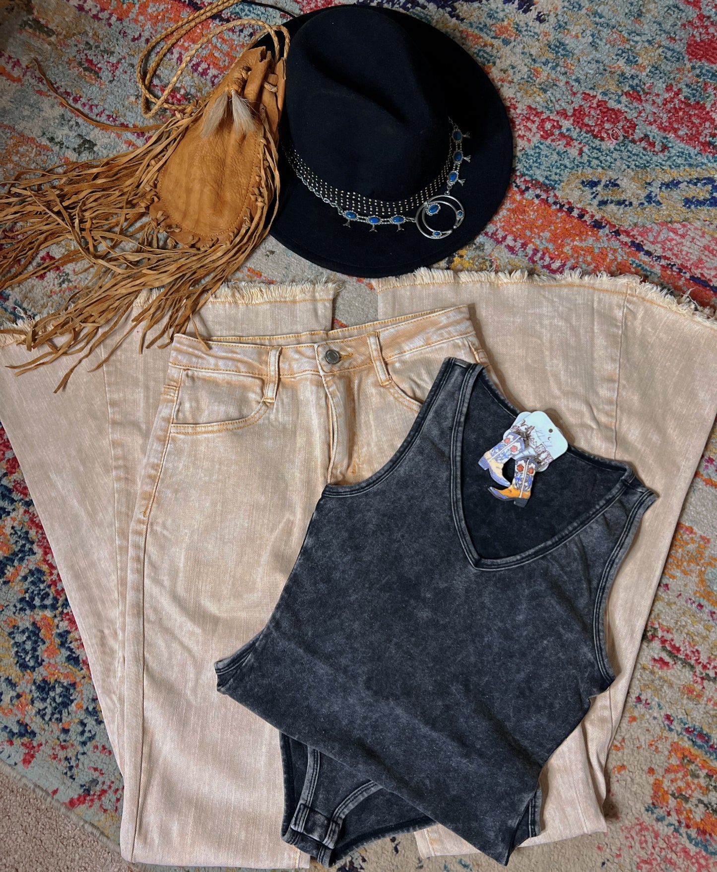 Acid Wash Stretch Bell Bottoms