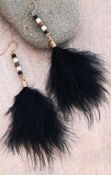 Long Tassel Feather Earrings