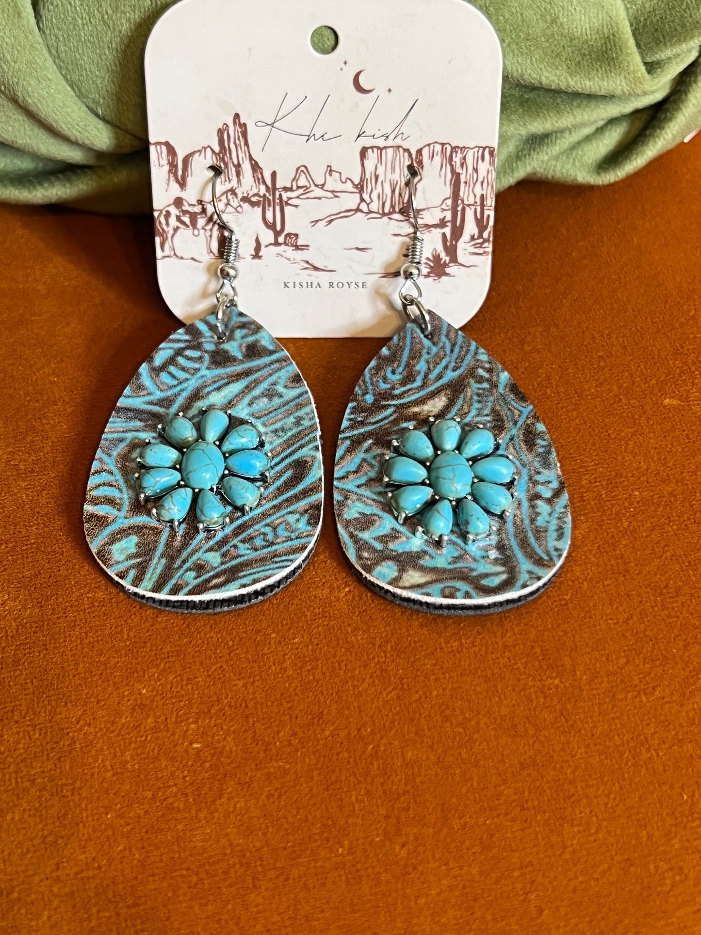 Teardrop Leather Earring