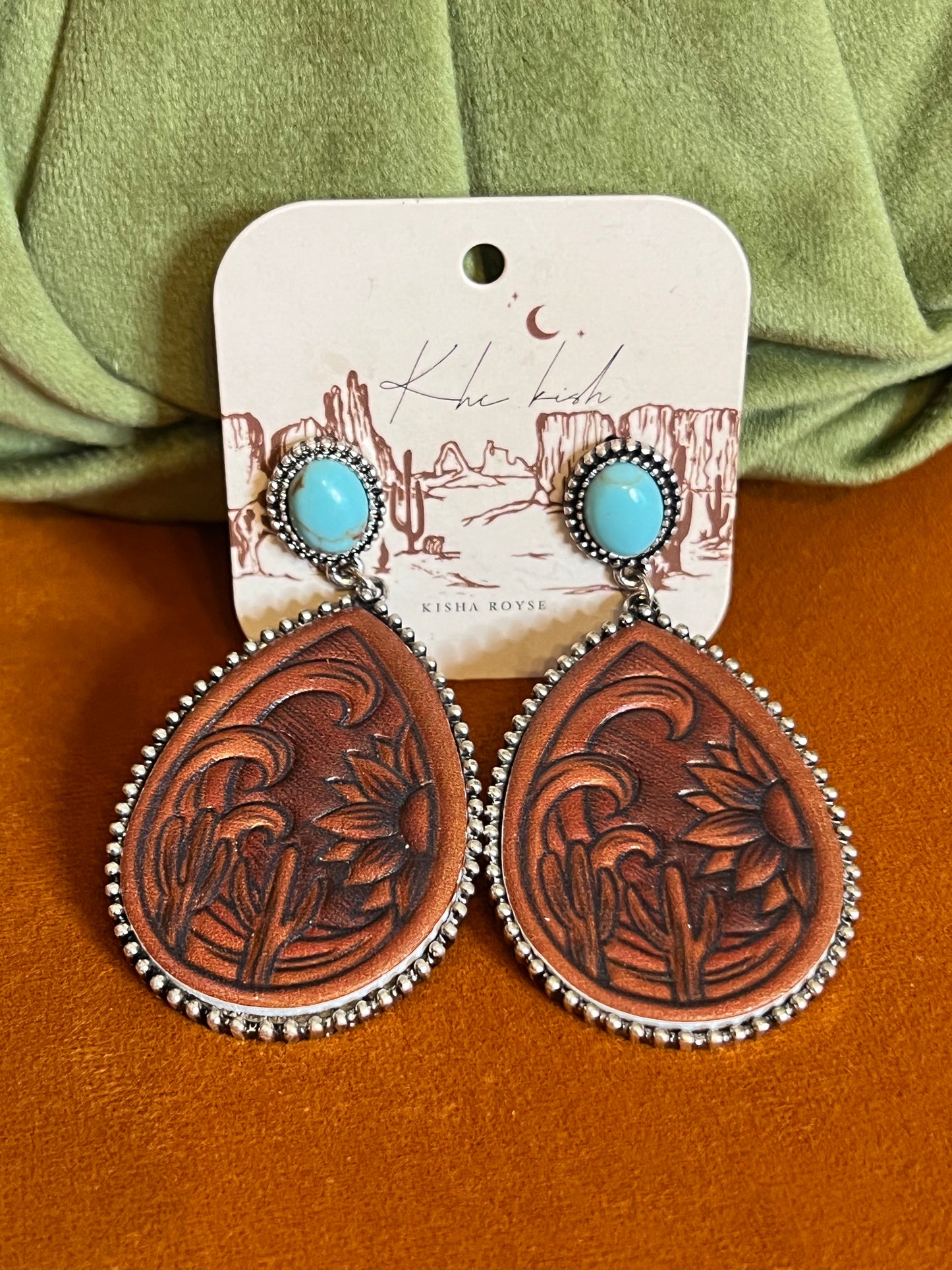 Floral Paisley Leather Earrings