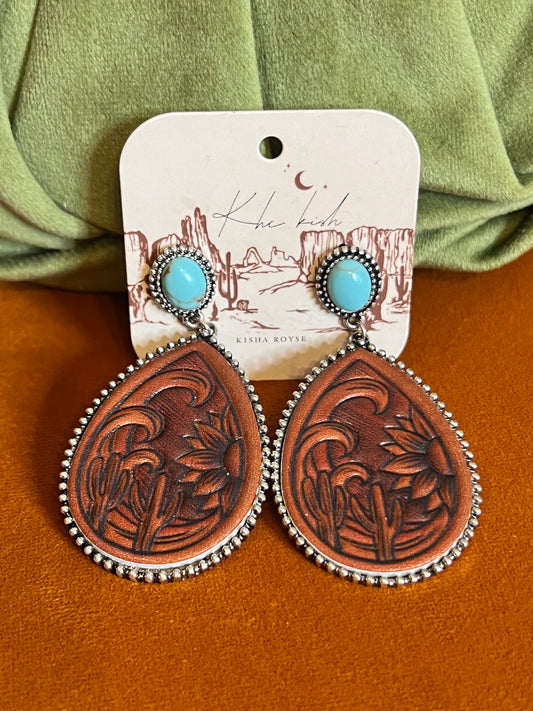 Floral Paisley Leather Earrings