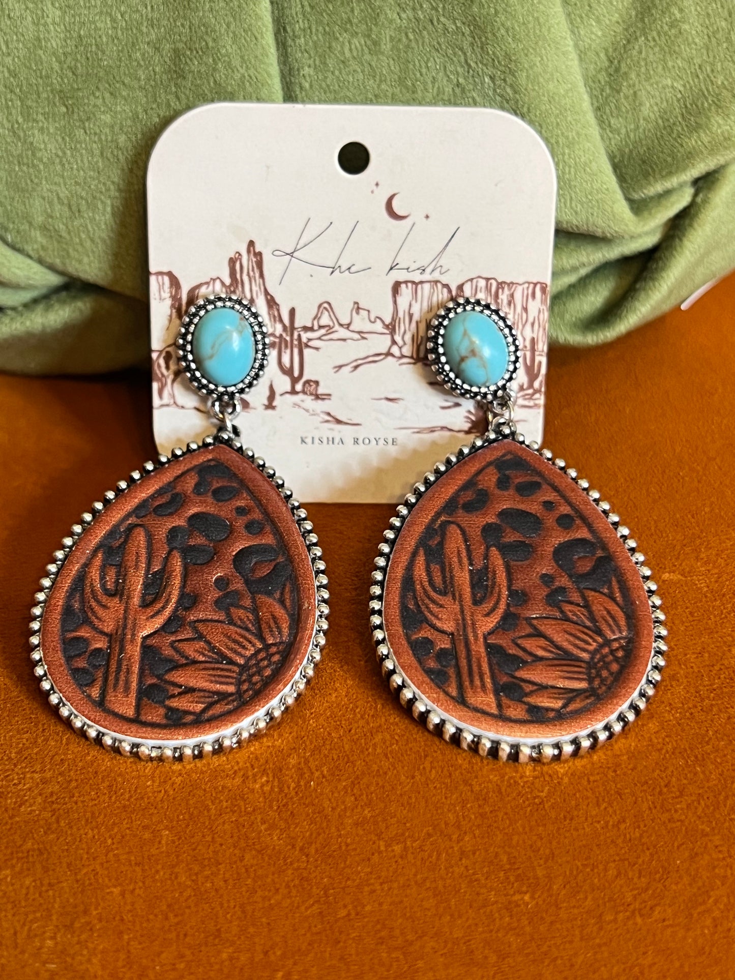 Floral Paisley Leather Earrings