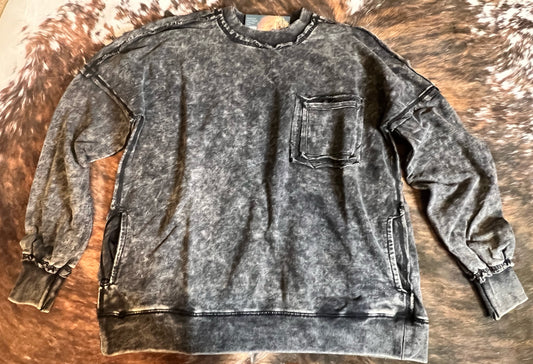 Pocket Acid Sweater Black/ash blue