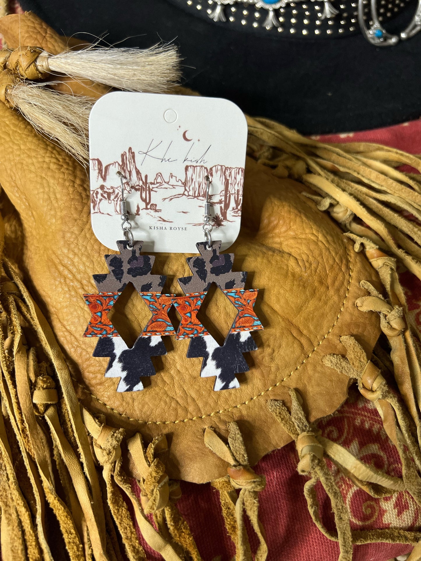 Rusty Cow Print Earring